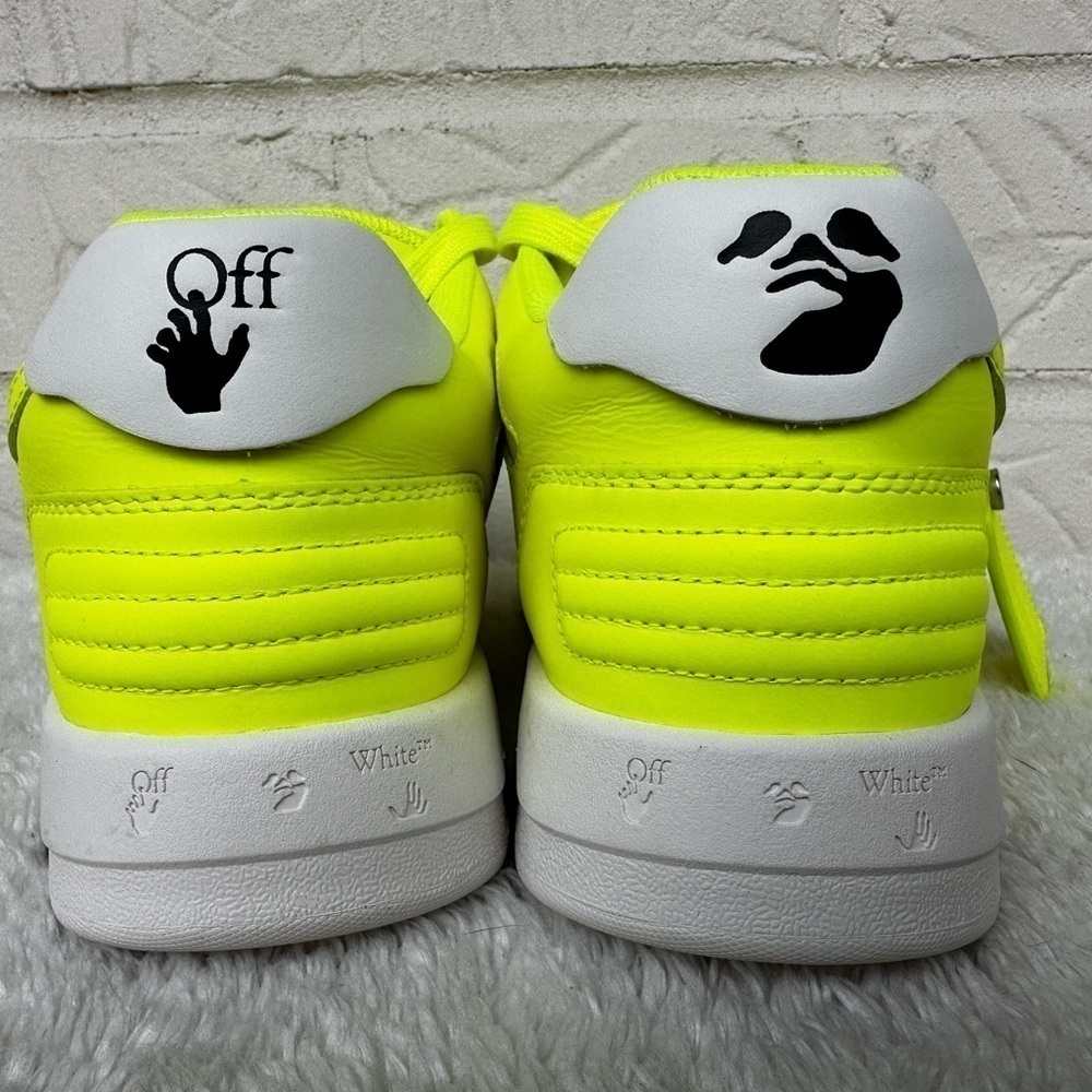 New Off-White Out Of Office Lemon/White Leather Sneakers Size 38 - Picture 10 of 14